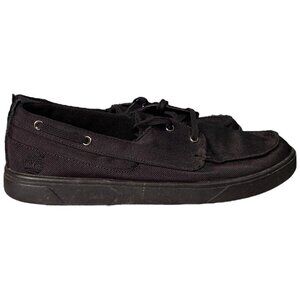 Timberland Shoes Mens Size 9.5 Black Hookset Canvas Casual Boat Lace up